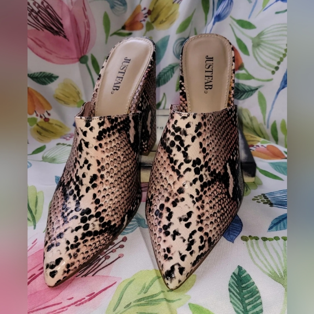 Just Fab Angie 4in Block Heel Mule Size 9 Slide on Women's shoes
